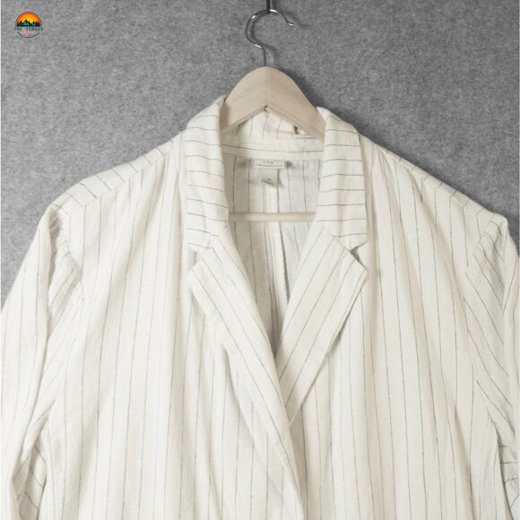 A New Day Linen Suit Jacket Blazer Cream Pinstripe Long Sleeve Lagen Women's 2XL - Picture 4 of 8